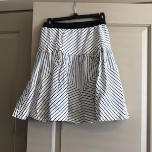 Anthropologie white skirt with blue strip